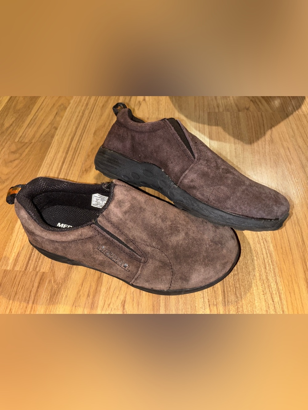 Merrell Brown Suede Kids Slip-On Loafers